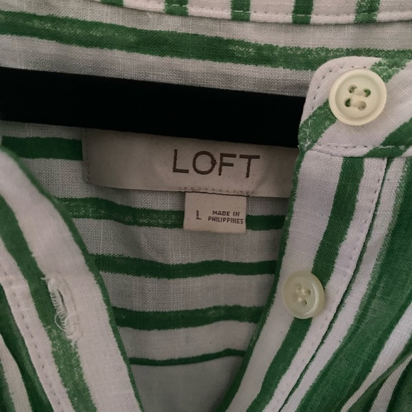 Loft Striped Tab Sleeve Button Flounce Dress - Picture 4 of 7